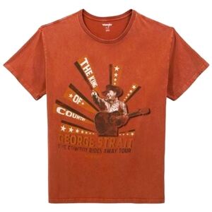 Wrangler George Strait Burnt Orange Cowboy Rides Away Graphic Tee XL NWT